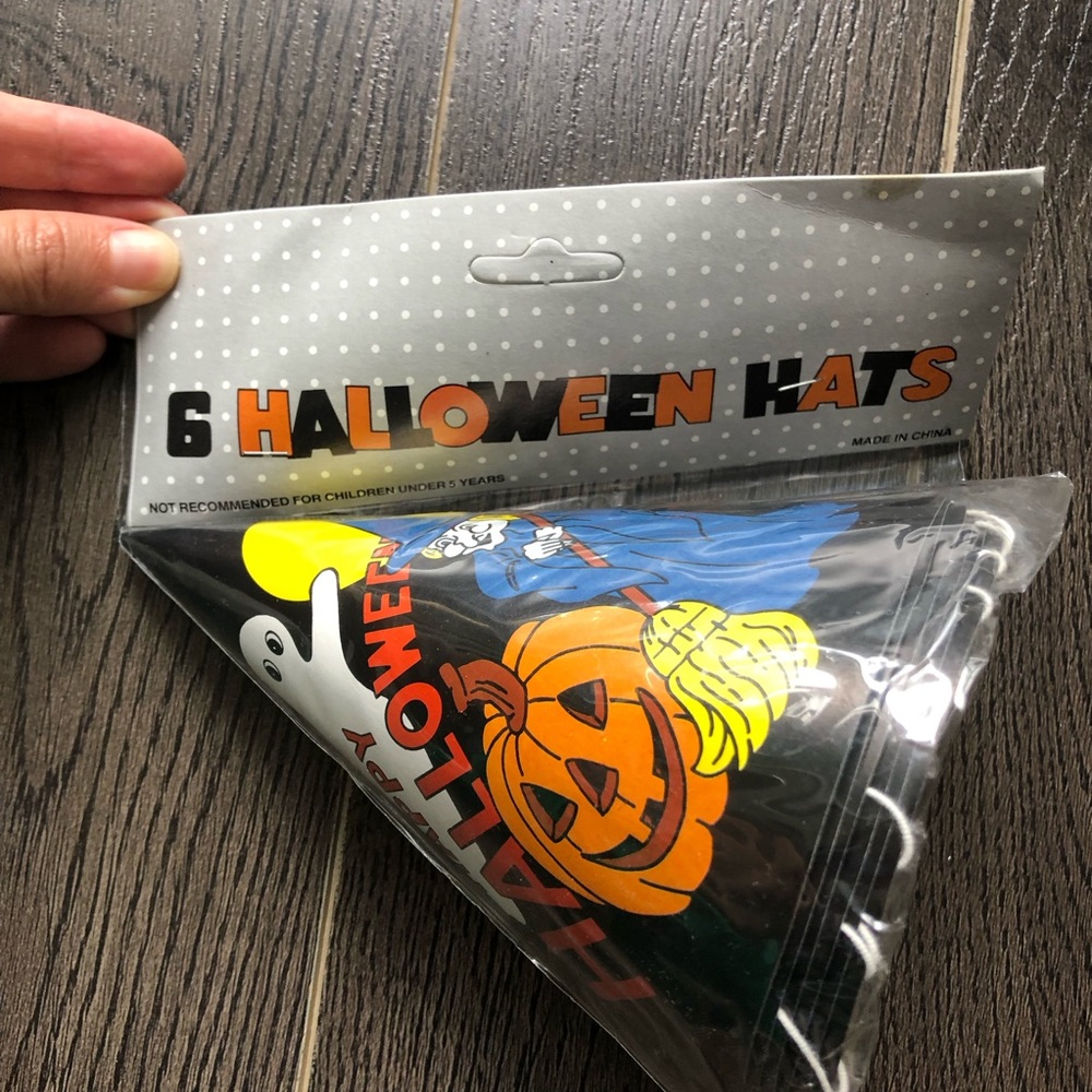 Six Vintage Halloween Party Hats